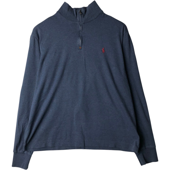 Ralph Lauren POLO RALPH LAUREN Half-Zip Long T-Shirt Long T Men's Size L cotton navy blue type Vintage Second Hand