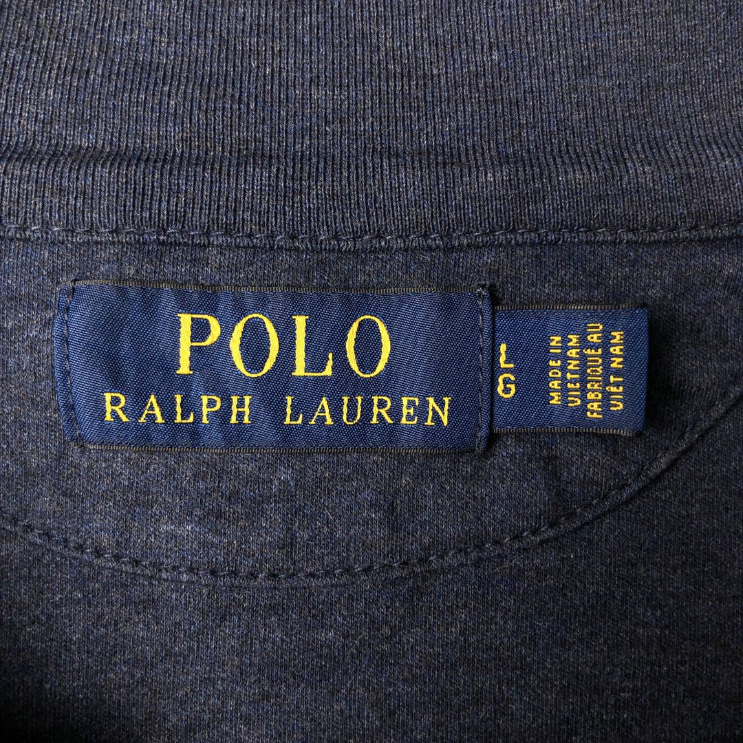Ralph Lauren POLO RALPH LAUREN Half-Zip Long T-Shirt Long T Men's Size L cotton navy blue type Vintage Second Hand