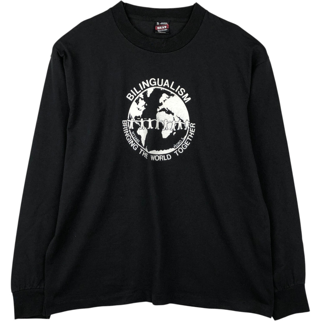 90'S Fruit of the Loom Best Long Sleeve T-Shirt, Made in USA, Men's XL, Vintage cotton black type Vintage Second Hand