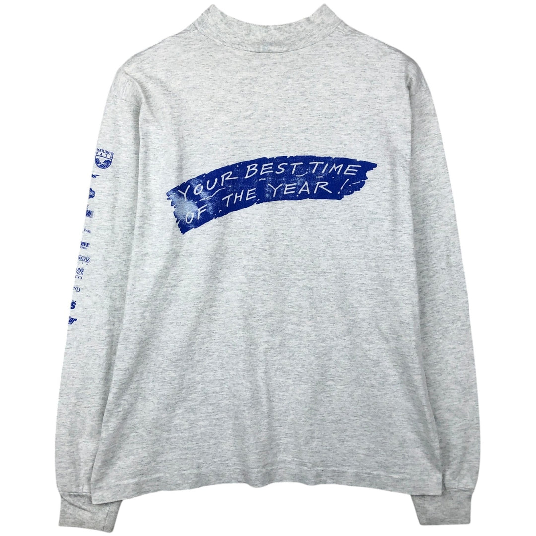 90'S Fruit of the Loom High Neck Long-Sleeve T-Shirt, Made in Canada, Men's Size L (approx.), Vintage cotton gray type Vintage Second Hand