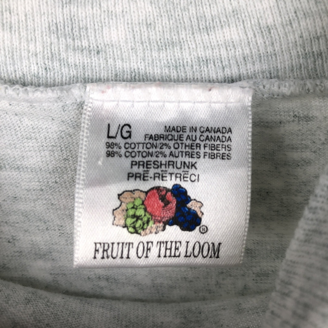 90'S Fruit of the Loom High Neck Long-Sleeve T-Shirt, Made in Canada, Men's Size L (approx.), Vintage cotton gray type Vintage Second Hand