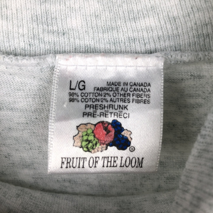 90'S Fruit of the Loom High Neck Long-Sleeve T-Shirt, Made in Canada, Men's Size L (approx.), Vintage cotton gray type Vintage Second Hand