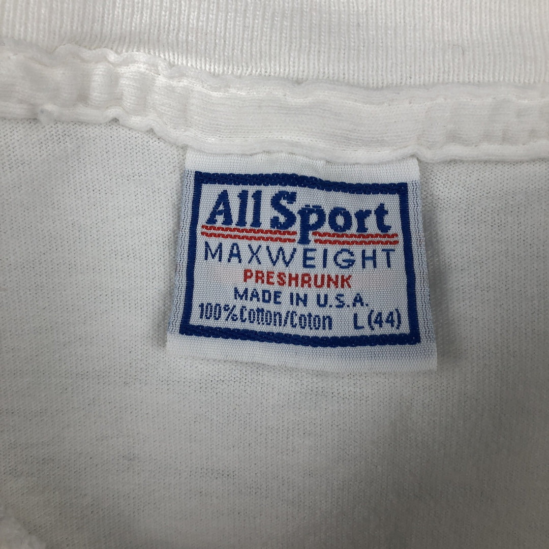 90'S All Sport MAXWEIGHT Long-Sleeve T-Shirt, Made in USA, Men's Size L (Equivalent), Vintage cotton white type Vintage Second Hand