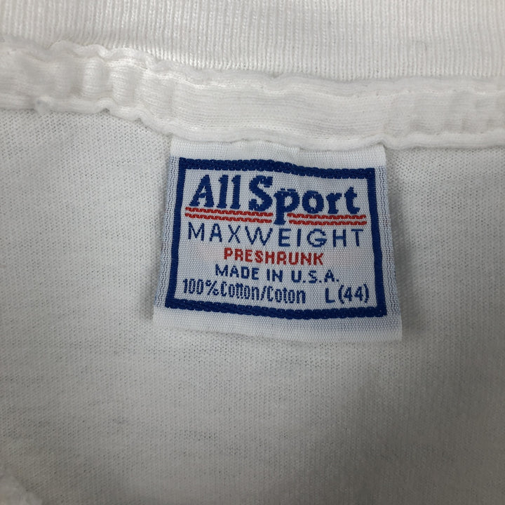 90'S All Sport MAXWEIGHT Long-Sleeve T-Shirt, Made in USA, Men's Size L (Equivalent), Vintage cotton white type Vintage Second Hand