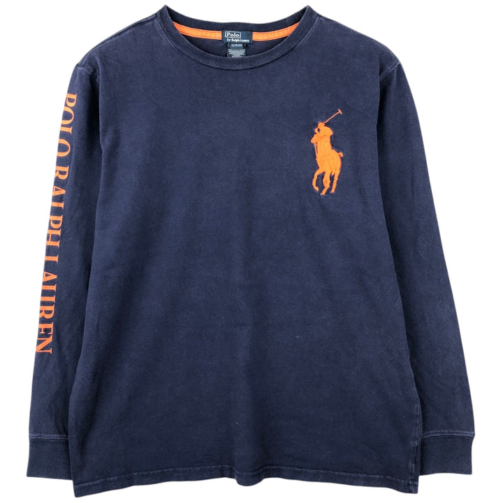 Ralph Lauren POLO by Ralph Lauren Big Pony Long-Sleeve T-Shirt (Men's XL equivalent) cotton navy blue type Vintage Second Hand