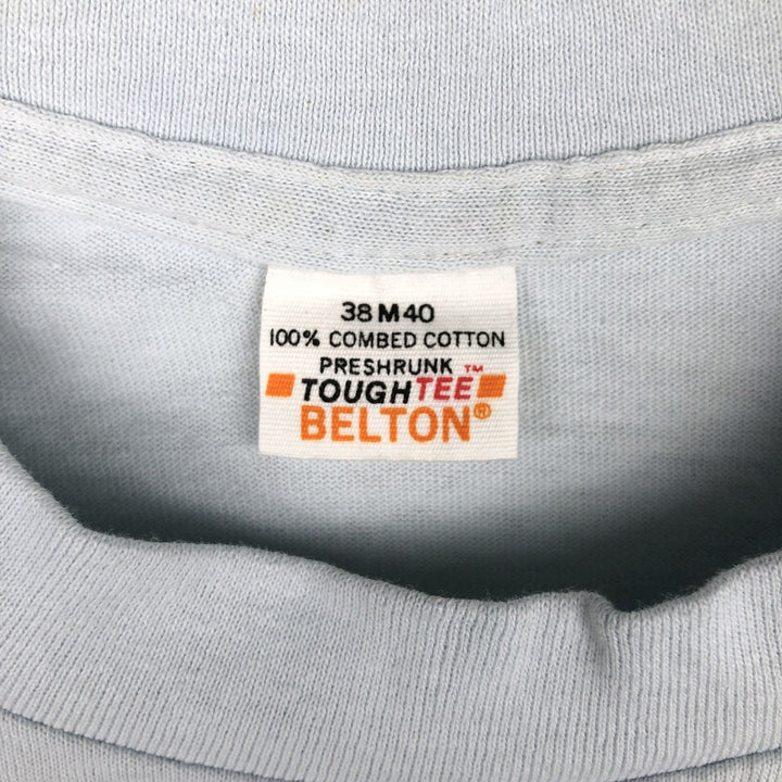 ~90'S BELTON Long-Sleeve T-Shirt, Made in USA, Men's Size M (Equivalent), Vintage cotton Blue type light blue Vintage Second Hand
