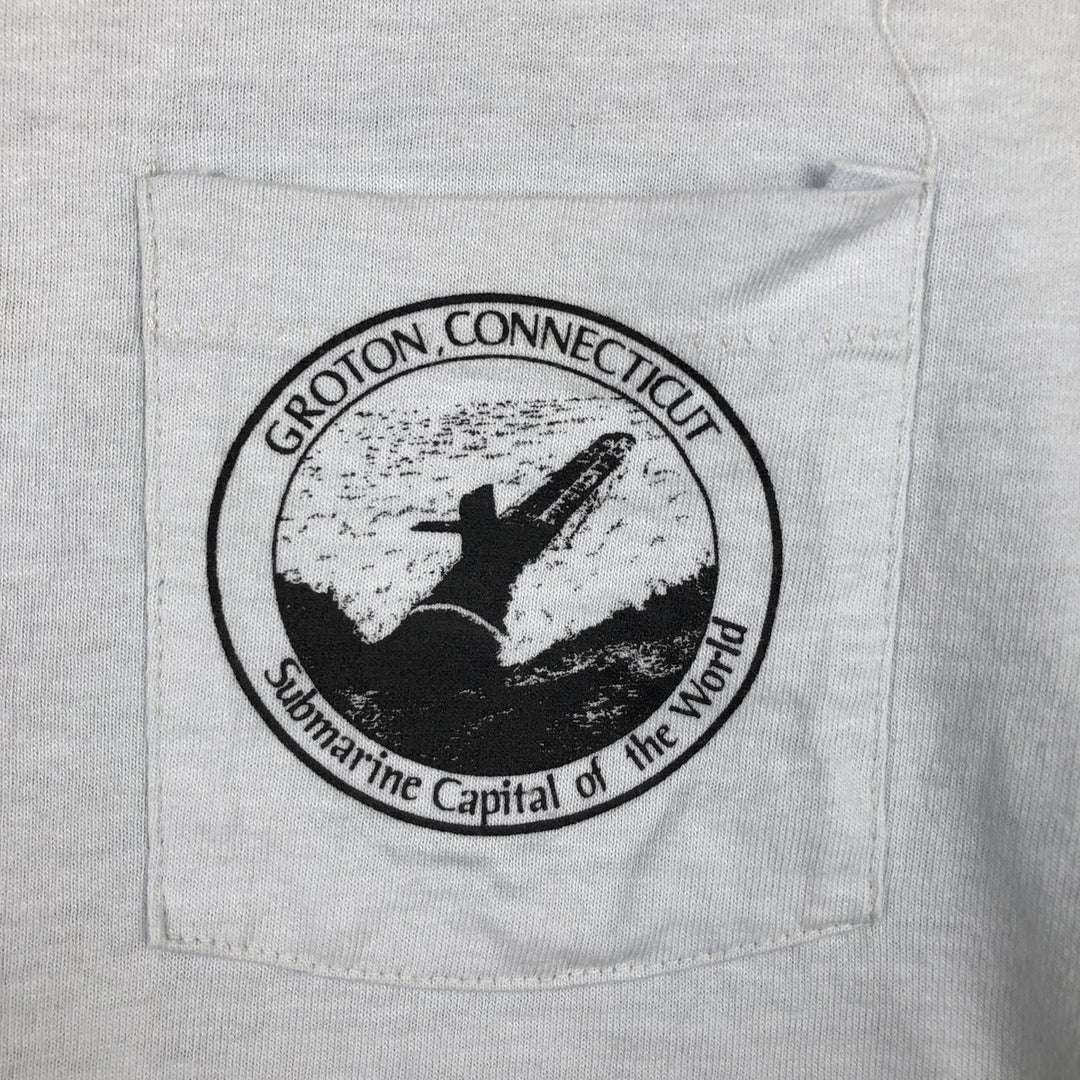 ~90'S BELTON Long-Sleeve T-Shirt, Made in USA, Men's Size M (Equivalent), Vintage cotton Blue type light blue Vintage Second Hand