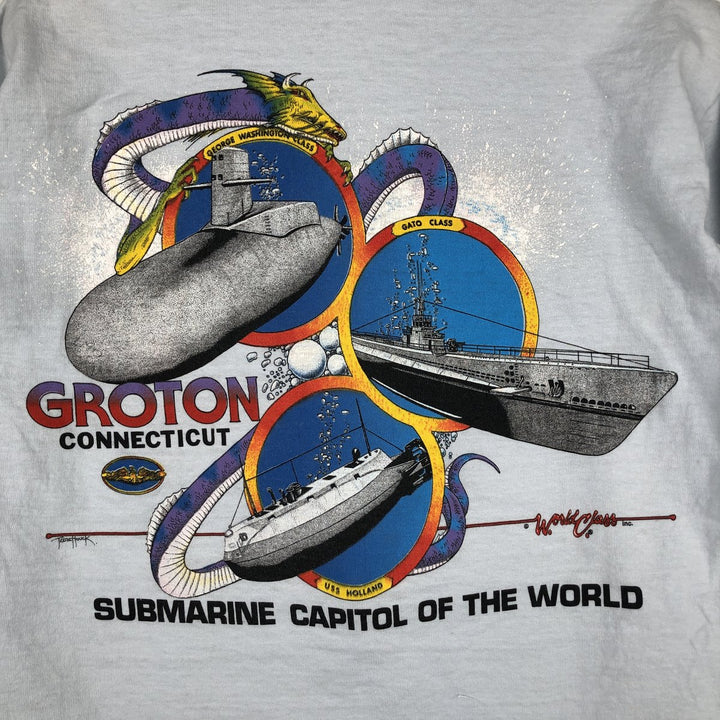 ~90'S BELTON Long-Sleeve T-Shirt, Made in USA, Men's Size M (Equivalent), Vintage cotton Blue type light blue Vintage Second Hand