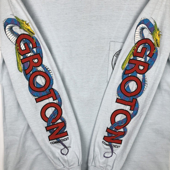 ~90'S BELTON Long-Sleeve T-Shirt, Made in USA, Men's Size M (Equivalent), Vintage cotton Blue type light blue Vintage Second Hand