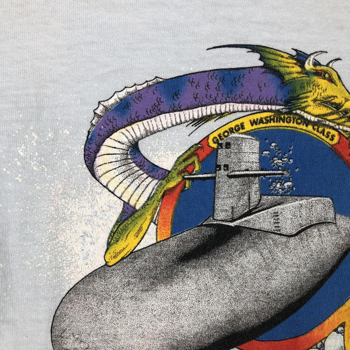 ~90'S BELTON Long-Sleeve T-Shirt, Made in USA, Men's Size M (Equivalent), Vintage cotton Blue type light blue Vintage Second Hand