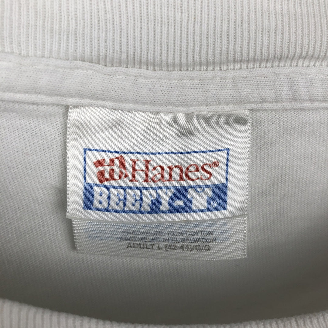 2000'S Hanes BEEFY-T Long Sleeve T-Shirt, Men's Size L cotton white type Vintage Second Hand
