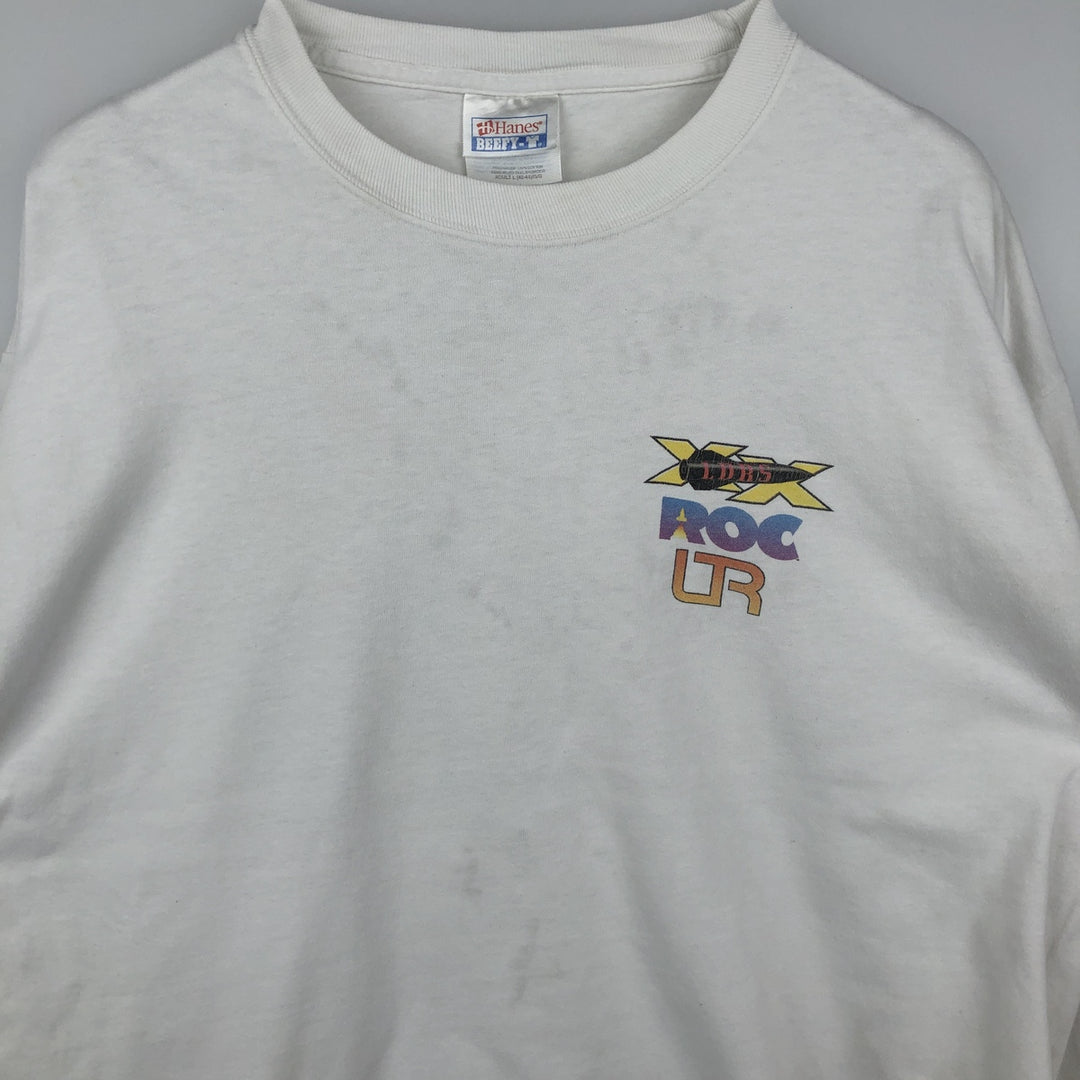 2000'S Hanes BEEFY-T Long Sleeve T-Shirt, Men's Size L cotton white type Vintage Second Hand