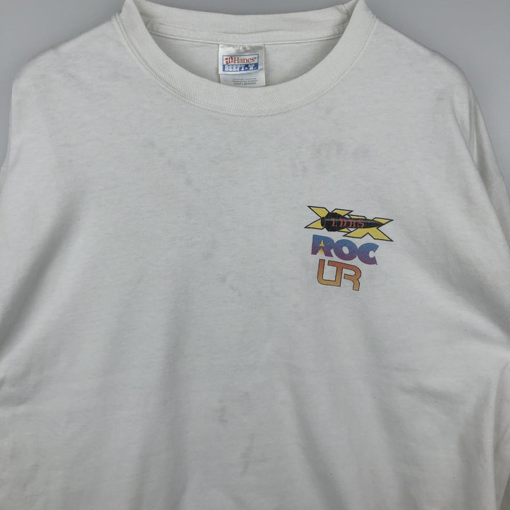 2000'S Hanes BEEFY-T Long Sleeve T-Shirt, Men's Size L cotton white type Vintage Second Hand