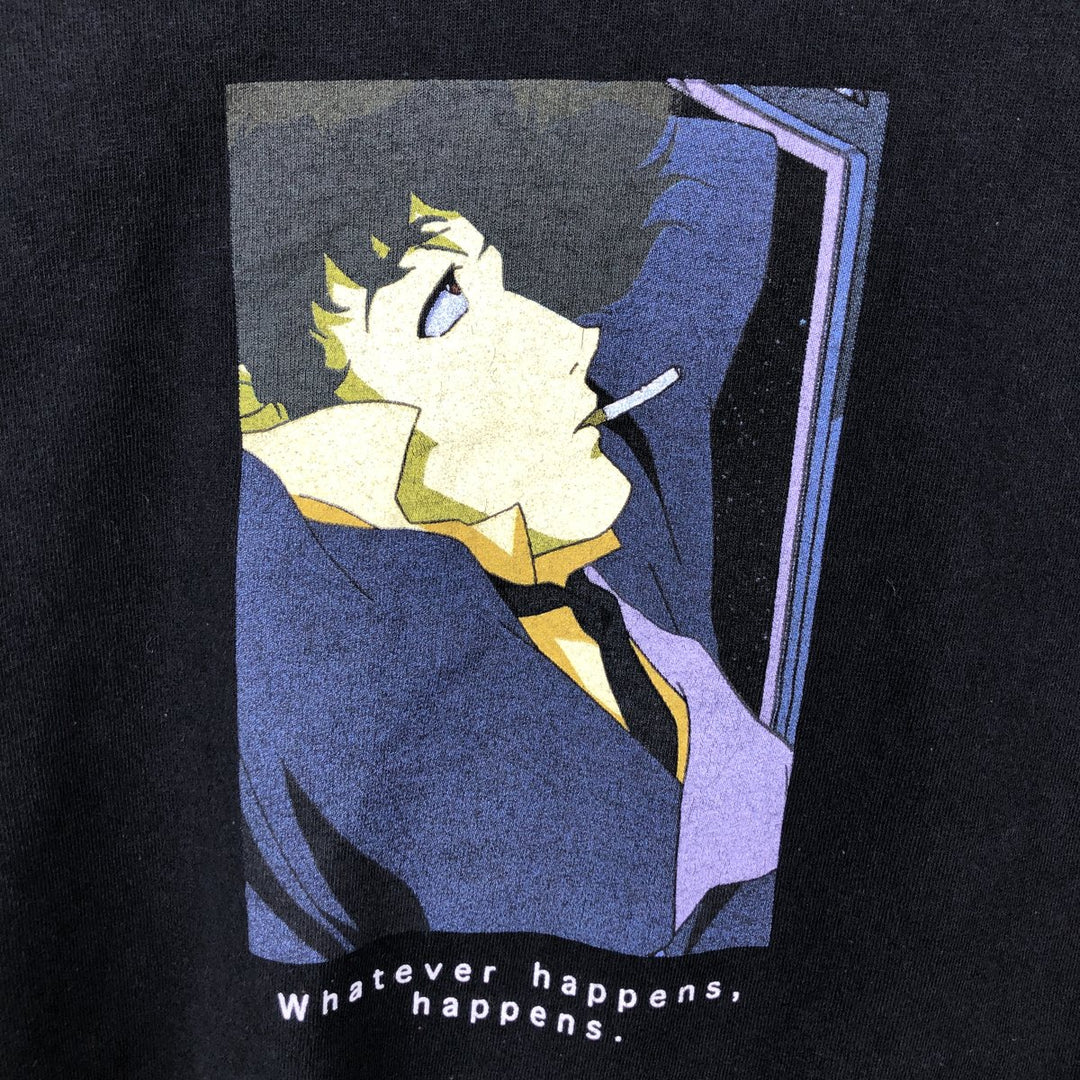 Cowboy Bebop Spike Spiegel Anime Character Print Long-Sleeve T-Shirt (Men's Size M) cotton black type Vintage Second Hand