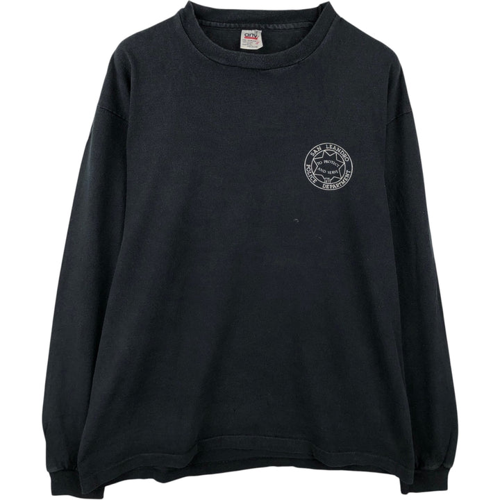 90'S Anvil Long-Sleeve T-Shirt, Made in USA, Men's XL (approx.), Vintage cotton black type Vintage Second Hand