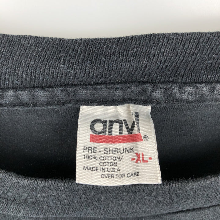 90'S Anvil Long-Sleeve T-Shirt, Made in USA, Men's XL (approx.), Vintage cotton black type Vintage Second Hand