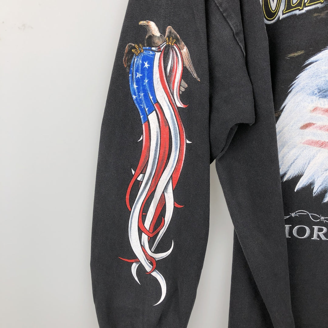 Rolling Thunder Eagle Pattern Stars and Stripes Long-Sleeve T-Shirt (Men's XL equivalent) unclear black type Vintage Second Hand