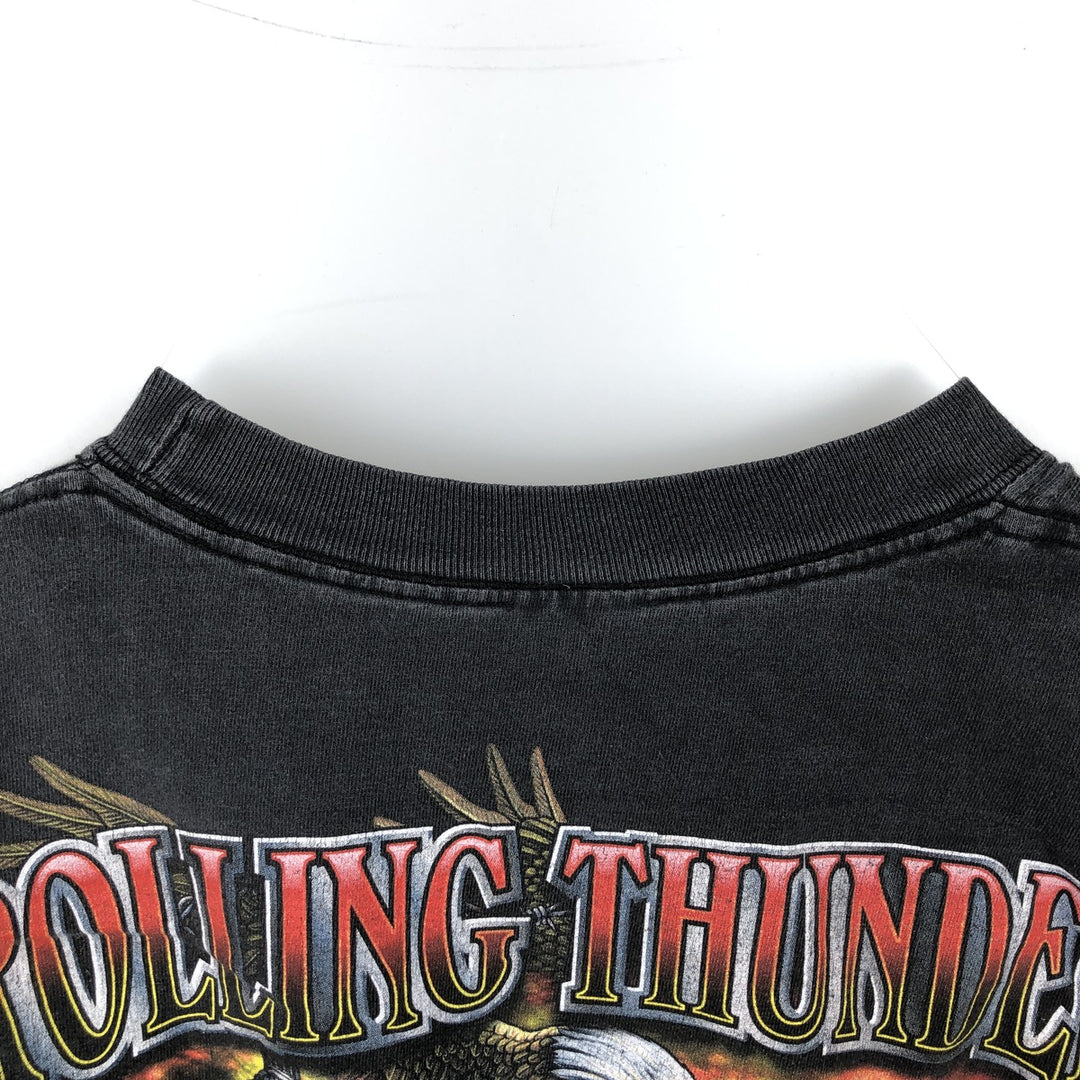 Rolling Thunder Eagle Pattern Stars and Stripes Long-Sleeve T-Shirt (Men's XL equivalent) unclear black type Vintage Second Hand