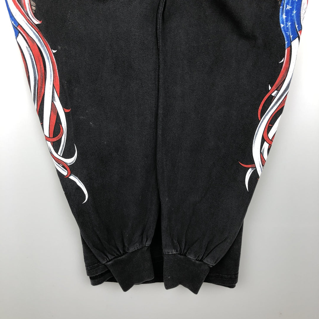 Rolling Thunder Eagle Pattern Stars and Stripes Long-Sleeve T-Shirt (Men's XL equivalent) unclear black type Vintage Second Hand