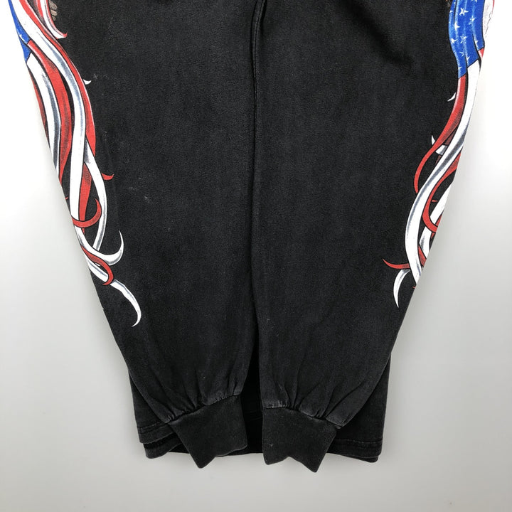 Rolling Thunder Eagle Pattern Stars and Stripes Long-Sleeve T-Shirt (Men's XL equivalent) unclear black type Vintage Second Hand