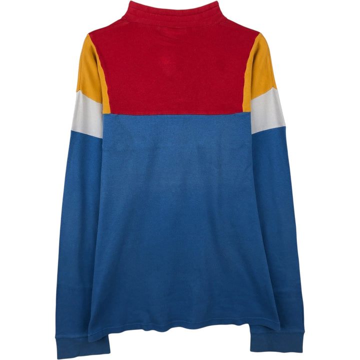 80s-90'S Adidas Trefoil Logo Half-Zip Long-Sleeve T-Shirt (Men's Size L equivalent) Vintage cotton blue type Vintage Second Hand