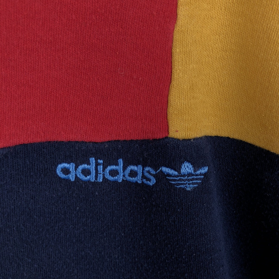 80s-90'S Adidas Trefoil Logo Half-Zip Long-Sleeve T-Shirt (Men's Size L equivalent) Vintage cotton blue type Vintage Second Hand