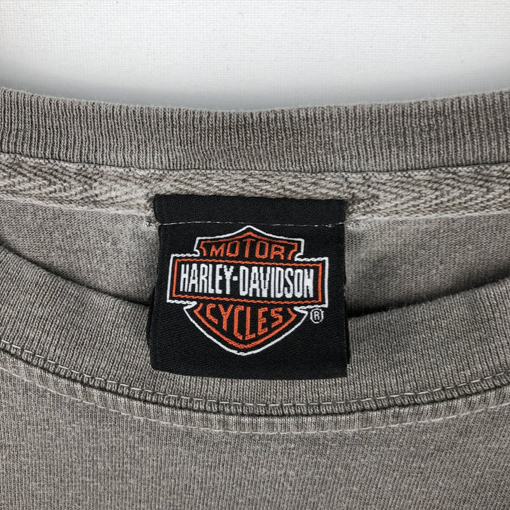 Harley-Davidson Motorcycle Long Sleeve T-Shirt, Men's Size Medium cotton gray type Vintage Second Hand