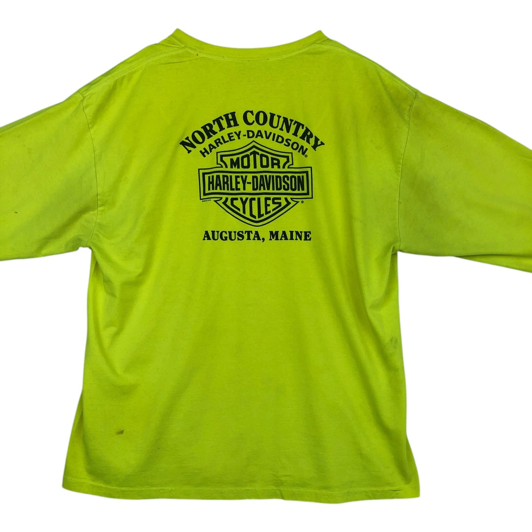 Harley-Davidson Fire Pattern Long T-Shirt, Men's L Size unclear green type yellow green Vintage Second Hand