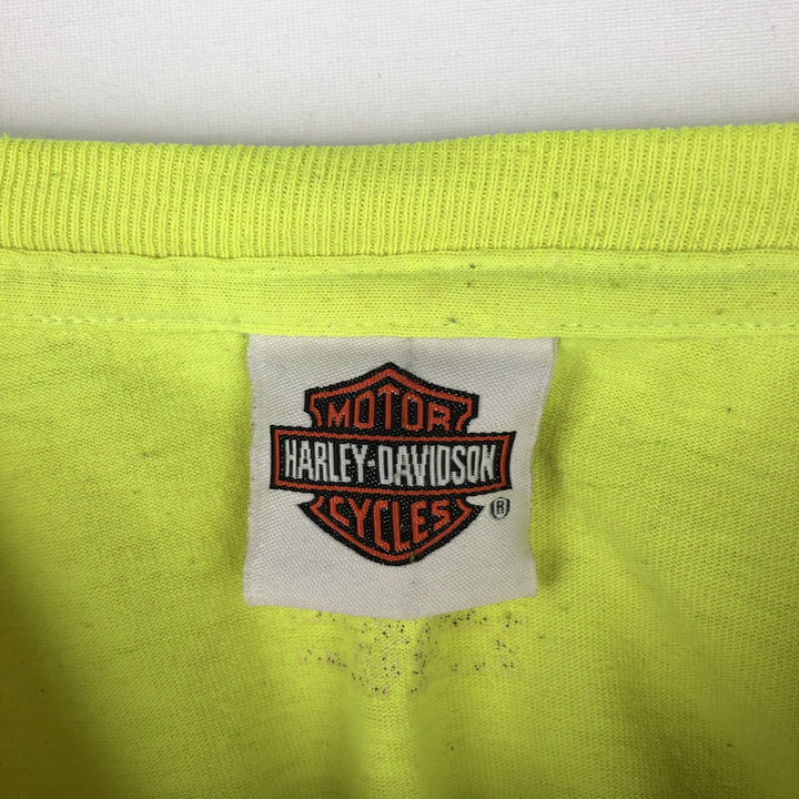Harley-Davidson Fire Pattern Long T-Shirt, Men's L Size unclear green type yellow green Vintage Second Hand