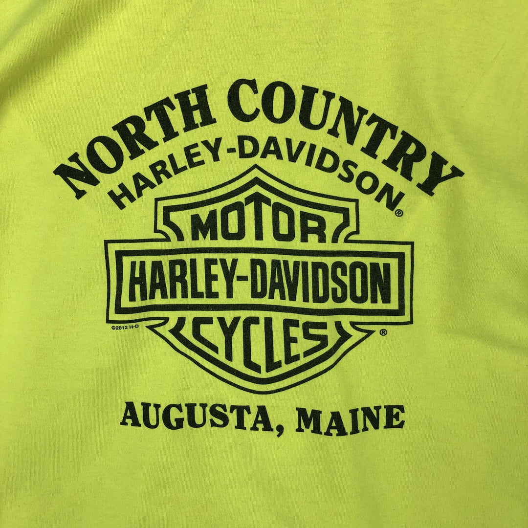 Harley-Davidson Fire Pattern Long T-Shirt, Men's L Size unclear green type yellow green Vintage Second Hand