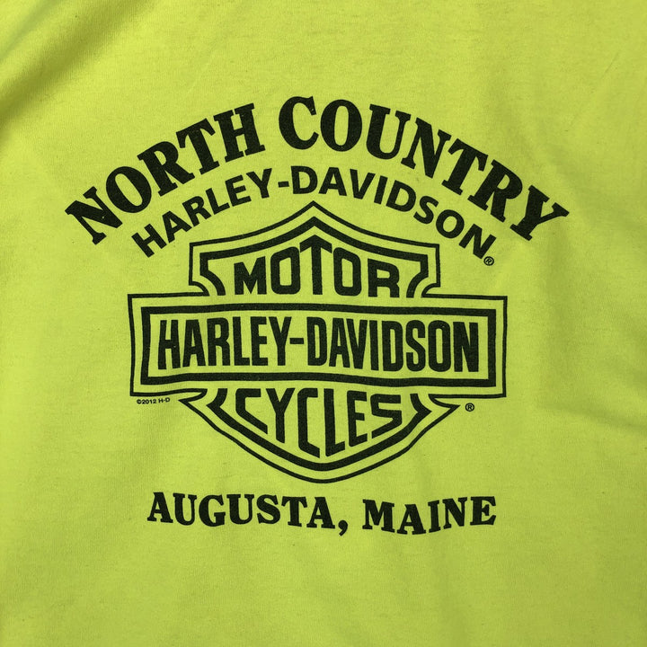 Harley-Davidson Fire Pattern Long T-Shirt, Men's L Size unclear green type yellow green Vintage Second Hand
