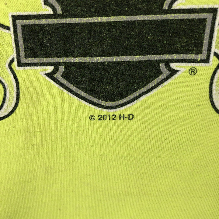 Harley-Davidson Fire Pattern Long T-Shirt, Men's L Size unclear green type yellow green Vintage Second Hand
