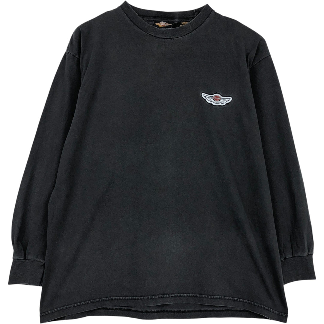 Harley-Davidson 100 Years of Great Motorcycles Long-Sleeve T-Shirt, Made in USA, Men's Size L (approx.) cotton black type Vintage Second Hand