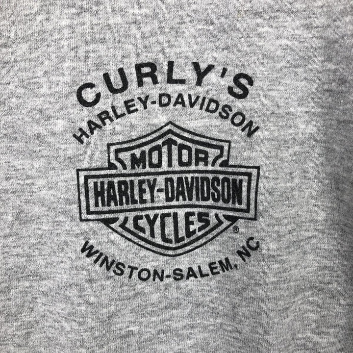 Harley-Davidson Fire Pattern Long T-Shirt, Men's XL Size cotton gray type Vintage Second Hand
