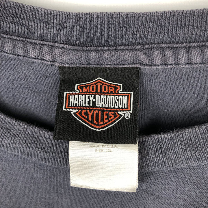 Harley-Davidson Eagle Pattern Long-Sleeve T-Shirt, Made in USA, Men's XXL (approx.) cotton gray type Vintage Second Hand