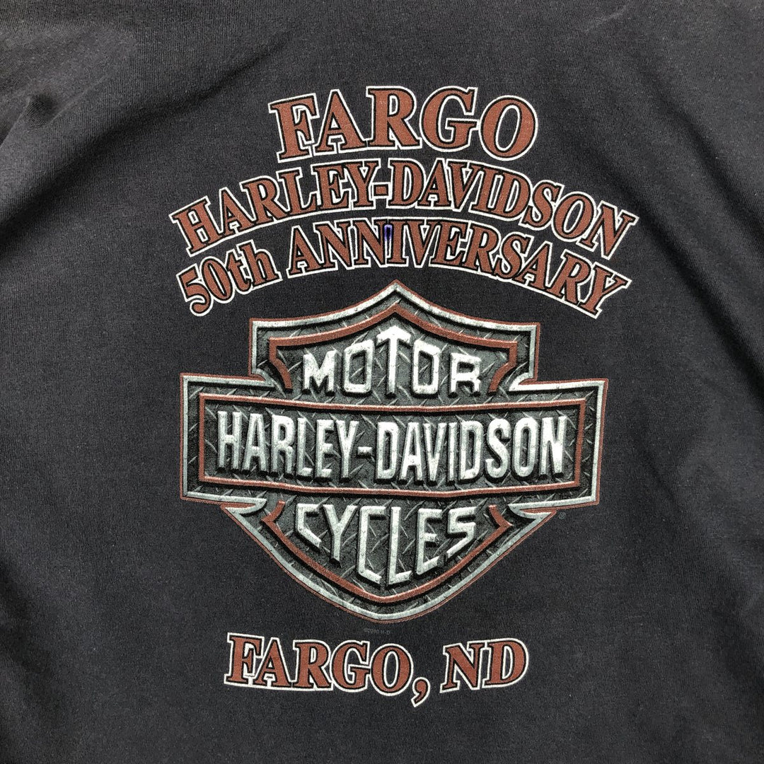 Harley-Davidson Eagle Pattern Long-Sleeve T-Shirt, Made in USA, Men's XXL (approx.) cotton gray type Vintage Second Hand