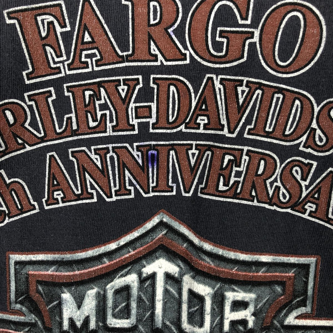 Harley-Davidson Eagle Pattern Long-Sleeve T-Shirt, Made in USA, Men's XXL (approx.) cotton gray type Vintage Second Hand