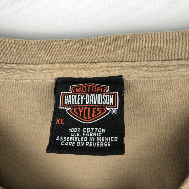 00'S Harley-Davidson Long Sleeve T-Shirt, Men's XL Size cotton Beige type Vintage Second Hand