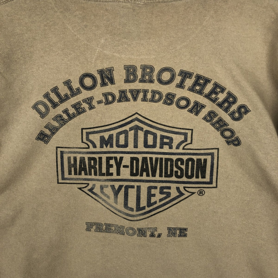 00'S Harley-Davidson Long Sleeve T-Shirt, Men's XL Size cotton Beige type Vintage Second Hand