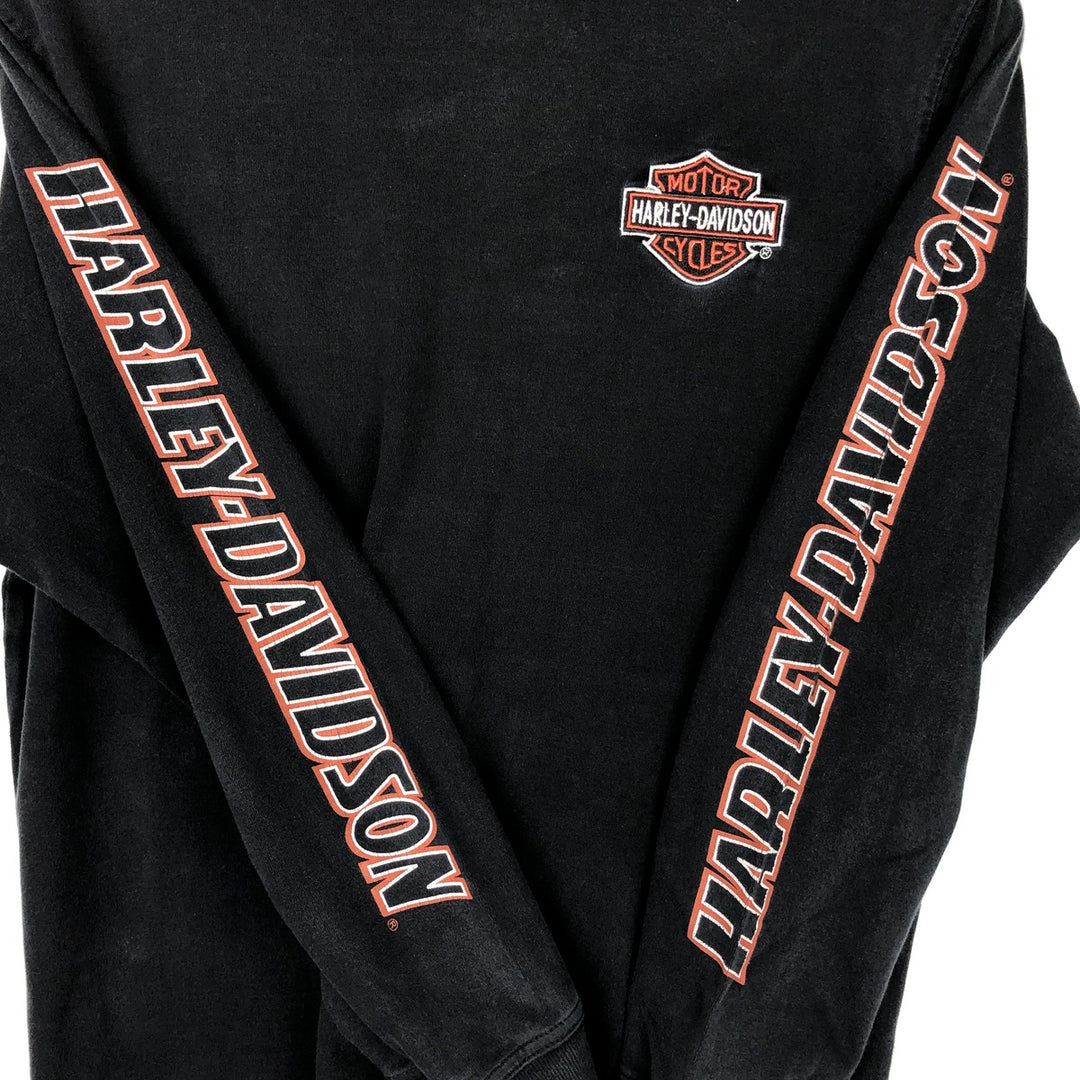 Harley-Davidson Long Sleeve T-Shirt, Men's Medium cotton black type Vintage Second Hand