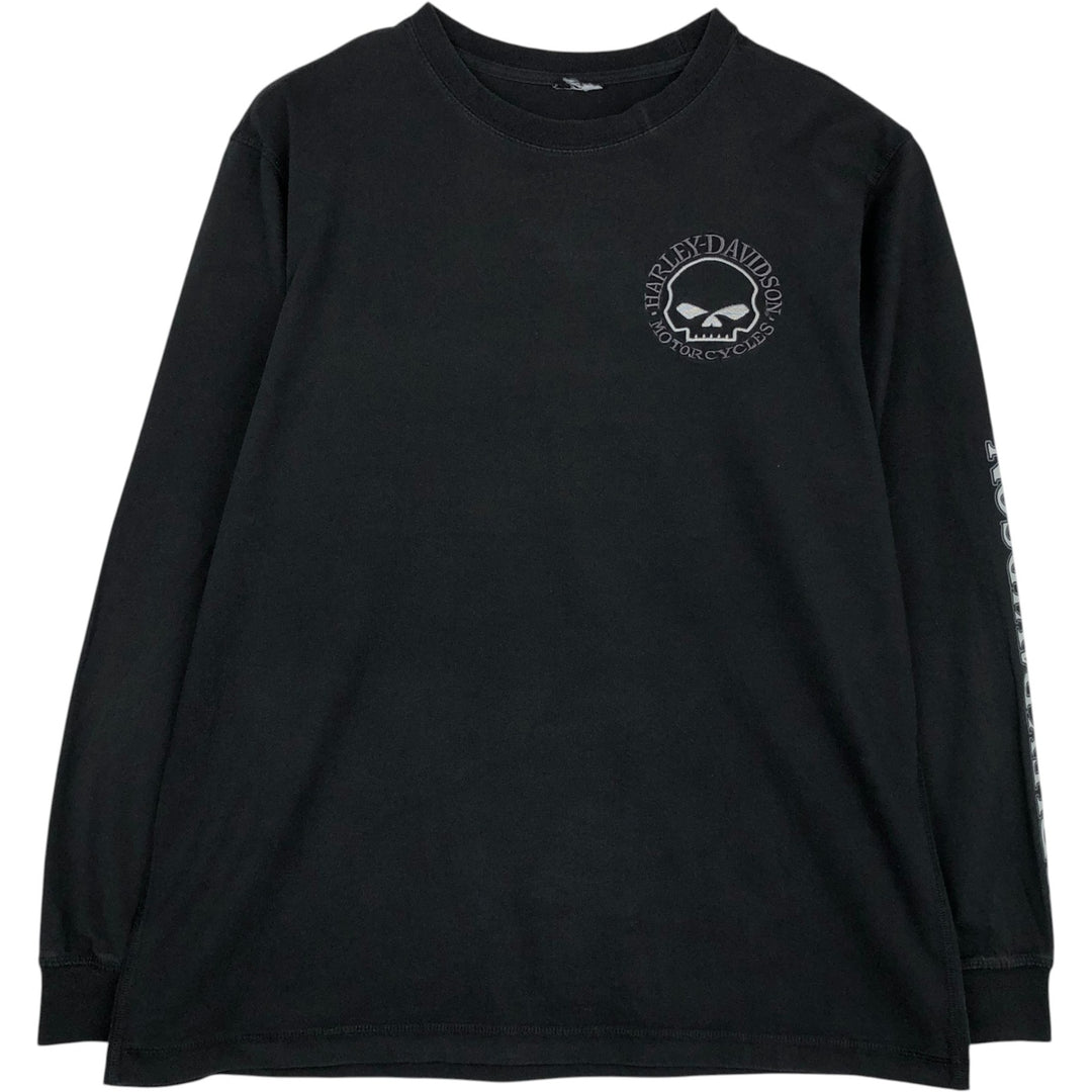 Harley-Davidson Skull Pattern Long-Sleeve T-Shirt (Men's Size L) unclear black type Vintage Second Hand