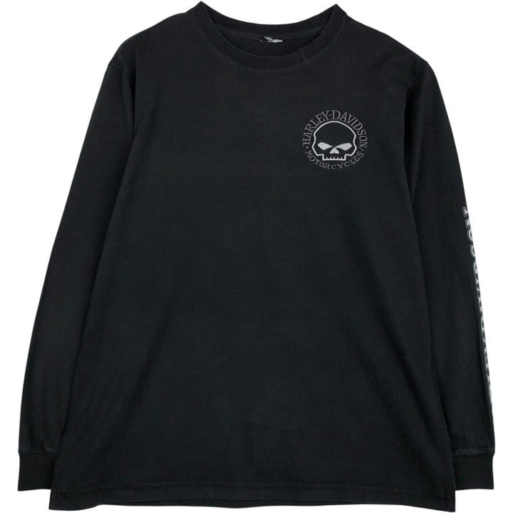 Harley-Davidson Skull Pattern Long-Sleeve T-Shirt (Men's Size L) unclear black type Vintage Second Hand