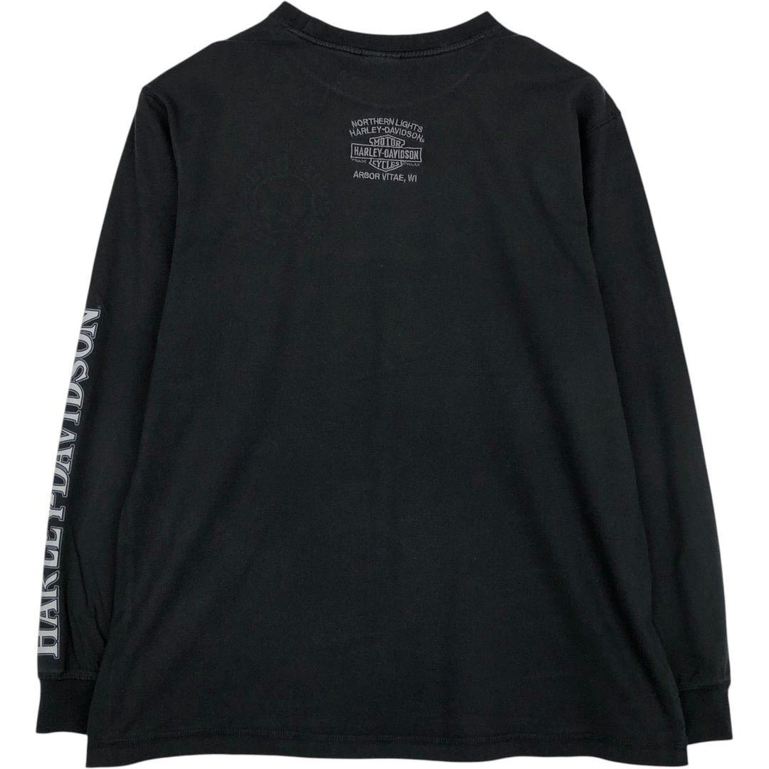 Harley-Davidson Skull Pattern Long-Sleeve T-Shirt (Men's Size L) unclear black type Vintage Second Hand