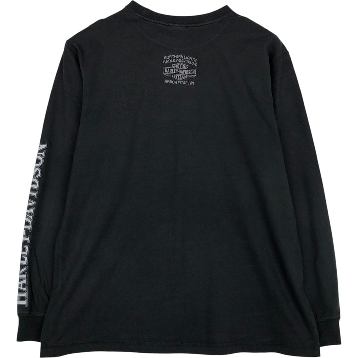 Harley-Davidson Skull Pattern Long-Sleeve T-Shirt (Men's Size L) unclear black type Vintage Second Hand