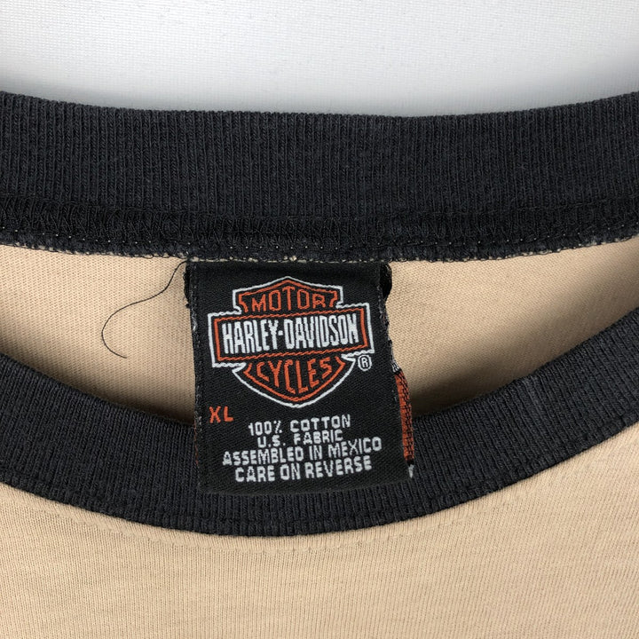 00'S Harley-Davidson Long Sleeve T-Shirt, Men's XL Size cotton Beige type Vintage Second Hand