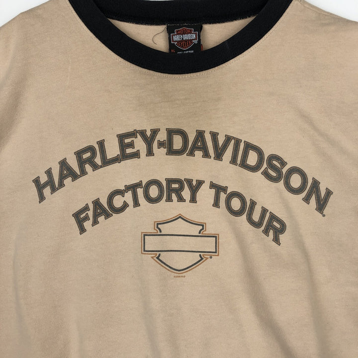 00'S Harley-Davidson Long Sleeve T-Shirt, Men's XL Size cotton Beige type Vintage Second Hand