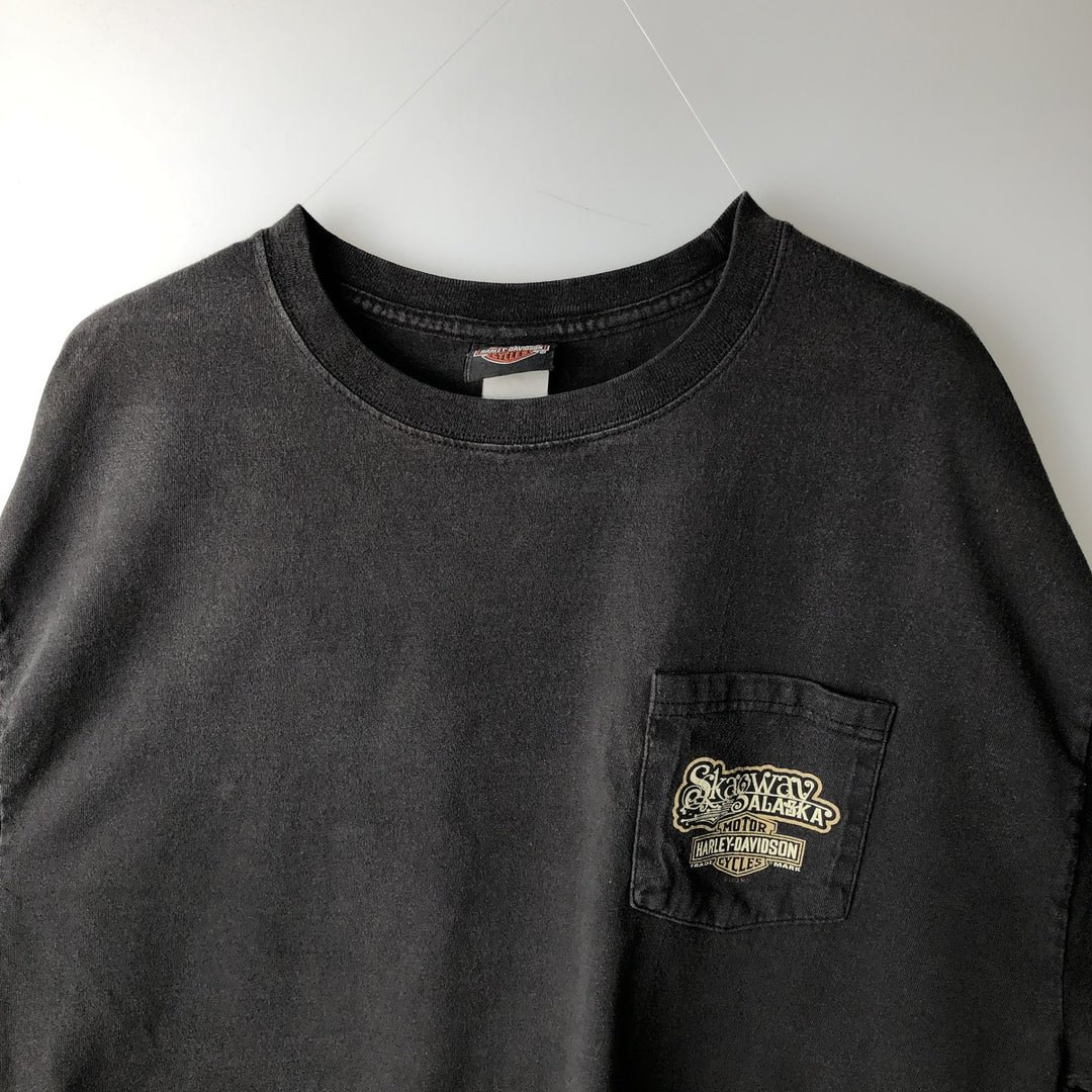 Harley-Davidson Motorcycle Long Sleeve T-Shirt, Men's Size XL unclear black type Vintage Second Hand