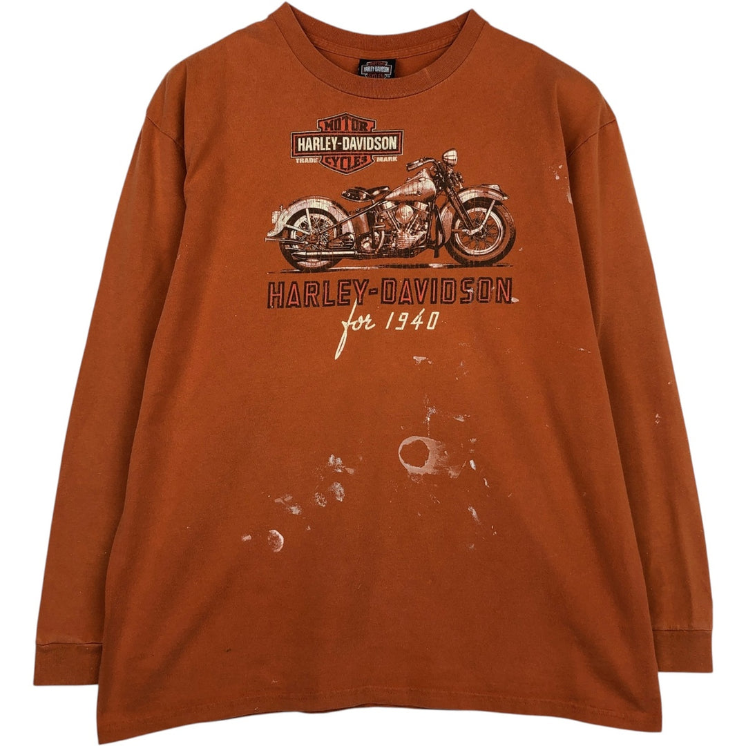Harley-Davidson Elvis Presley Motorcycle Long-Sleeve T-Shirt (Men's XL equivalent) cotton orange type Vintage Second Hand