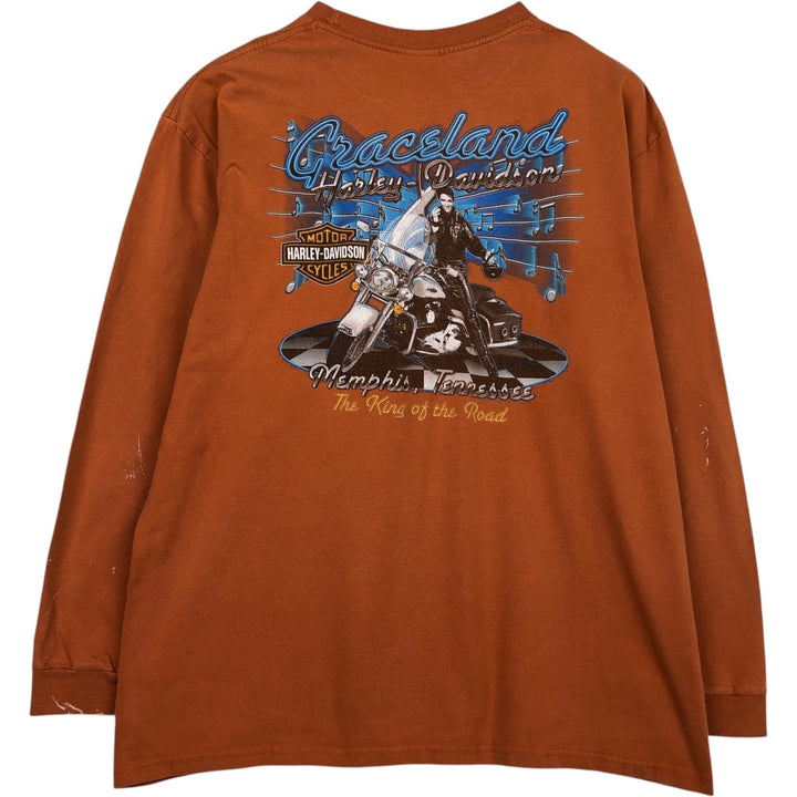 Harley-Davidson Elvis Presley Motorcycle Long-Sleeve T-Shirt (Men's XL equivalent) cotton orange type Vintage Second Hand