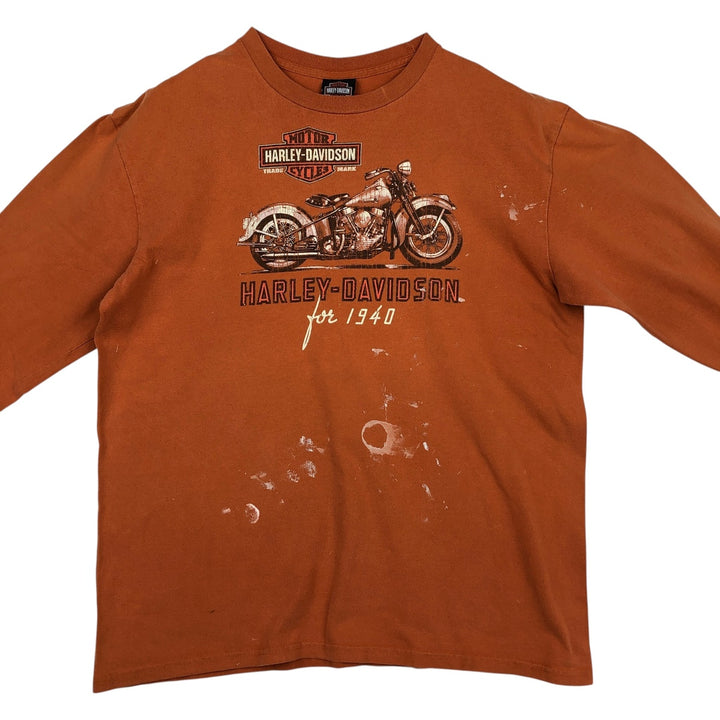 Harley-Davidson Elvis Presley Motorcycle Long-Sleeve T-Shirt (Men's XL equivalent) cotton orange type Vintage Second Hand